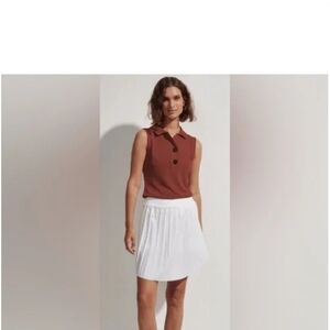 Varley Newman High Rise Skort Skirt In White Small Pleated Elastic Waist